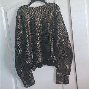 Plus Size Metallic Ribbed Sweater